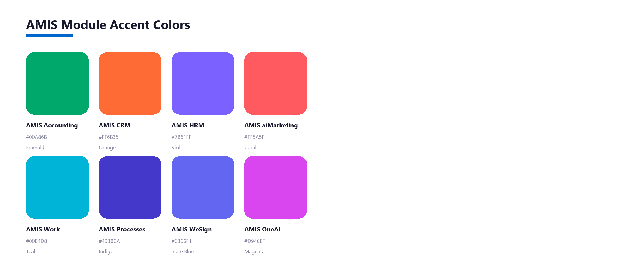 AMIS Module Accent Colors