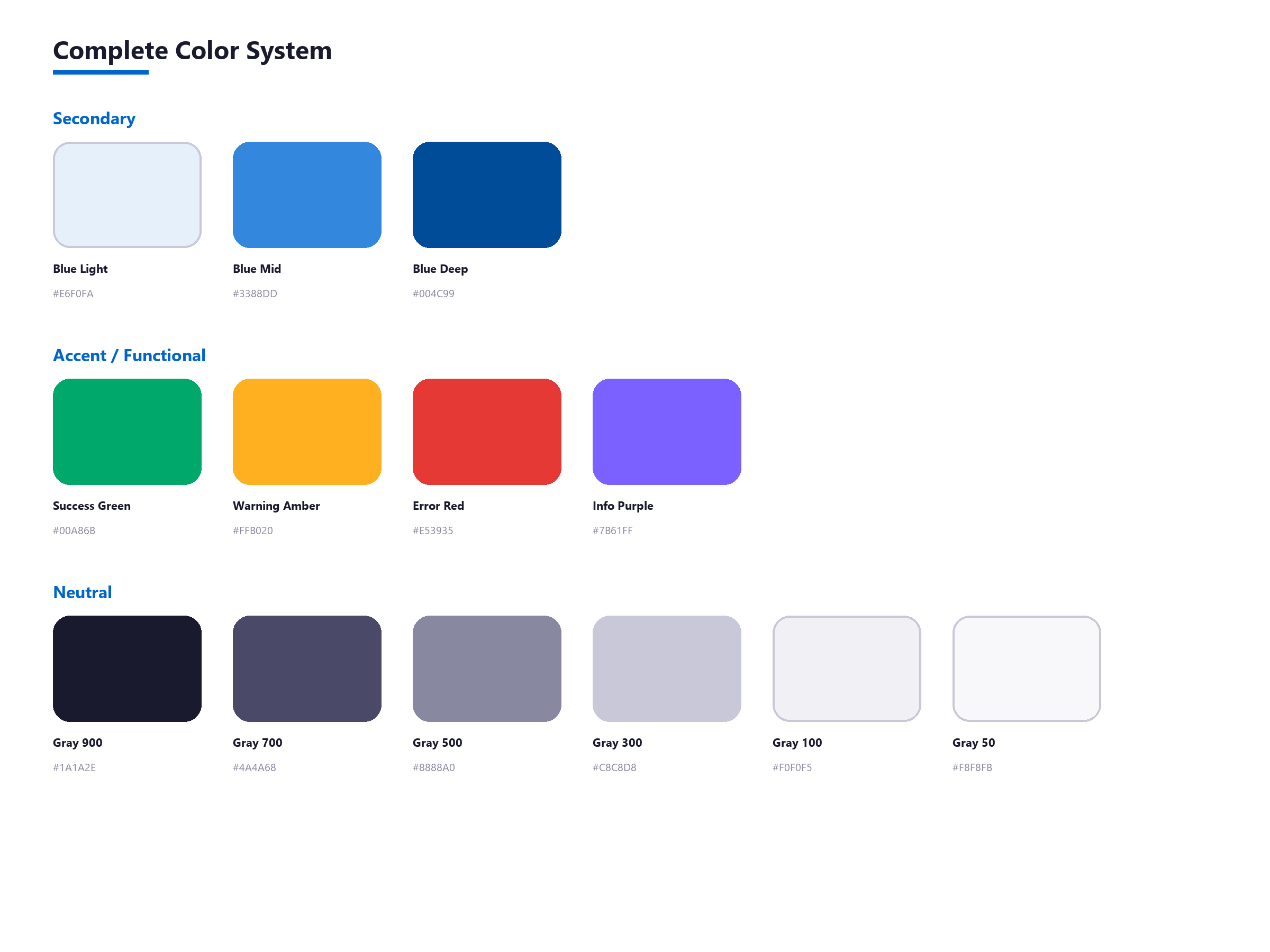 Complete Color System — Secondary, Accent, Neutral