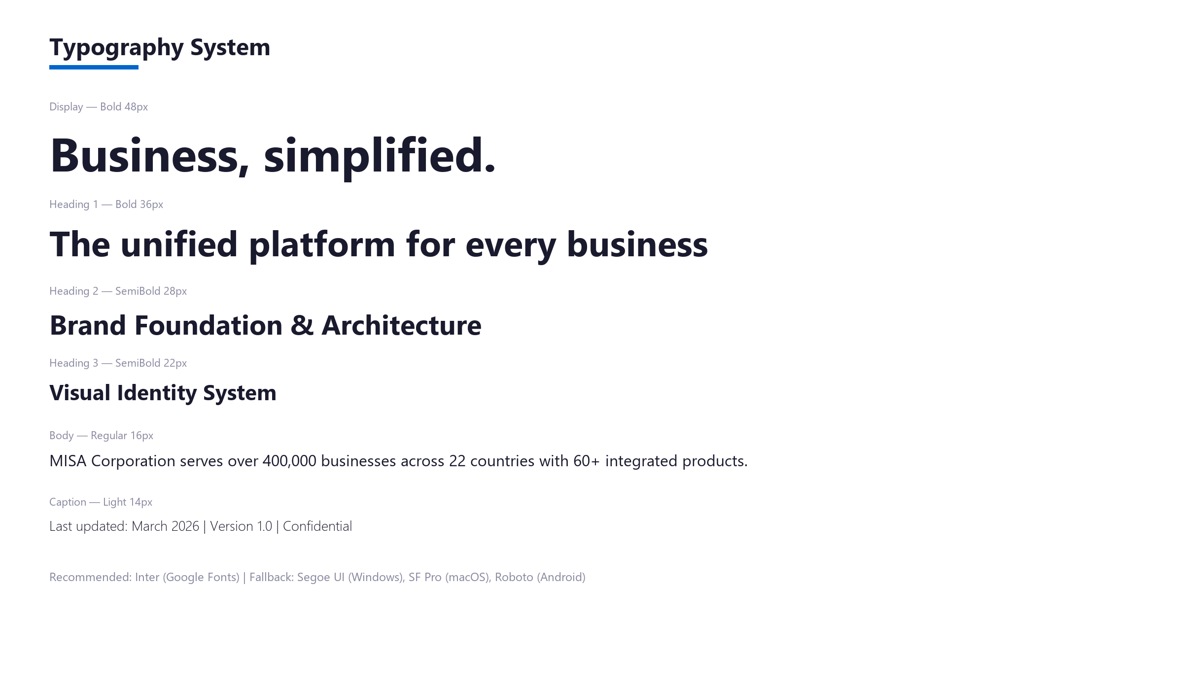Typography System — Font Hierarchy